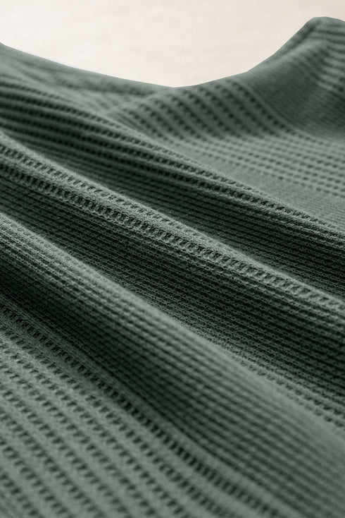 Solid Color Ribbed Ruffle Tank Top and Pants Set